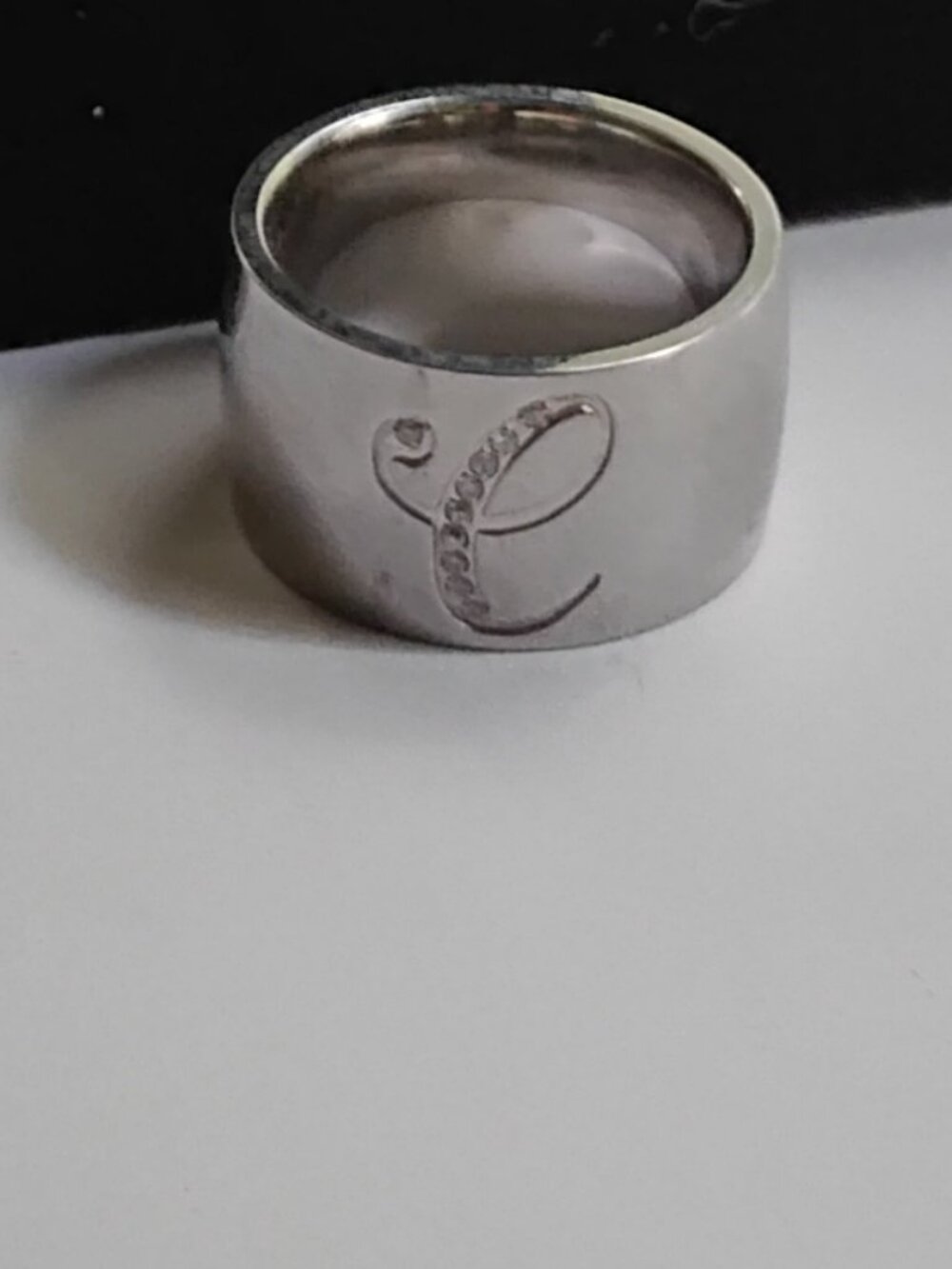 Steel by Design Monogram C Ring sz 7.5 to 8